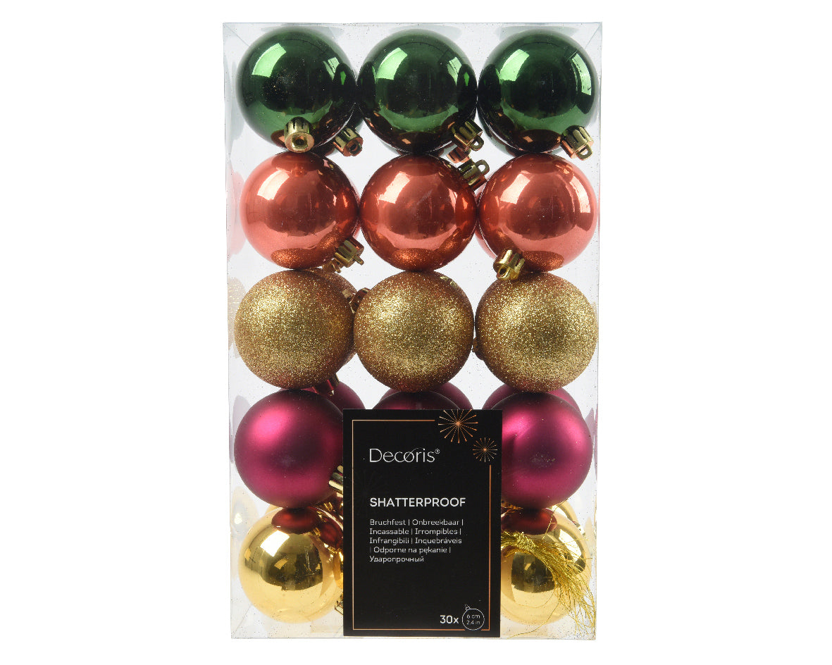 PACK DE 30 BOLAS DE NAVIDAD MAUVE OSCURO