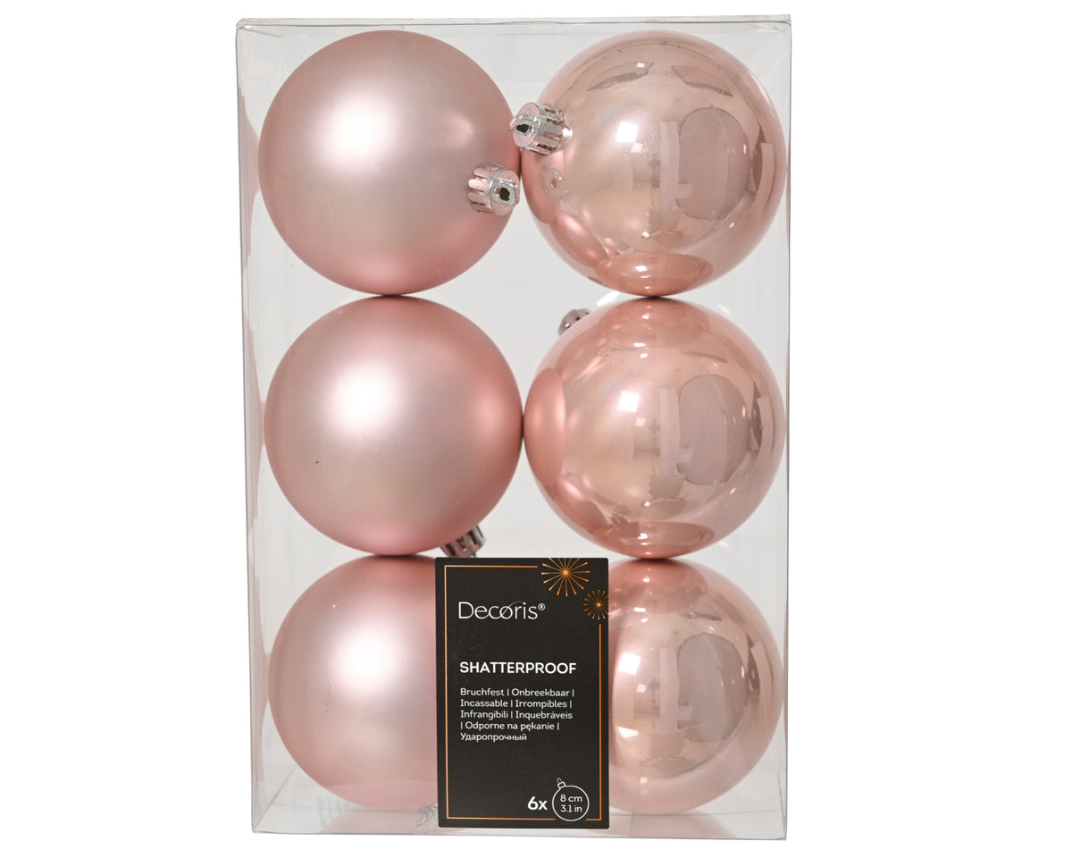 BAUBLES SHATTERPROOF  BLUSH PINK DIA8CM