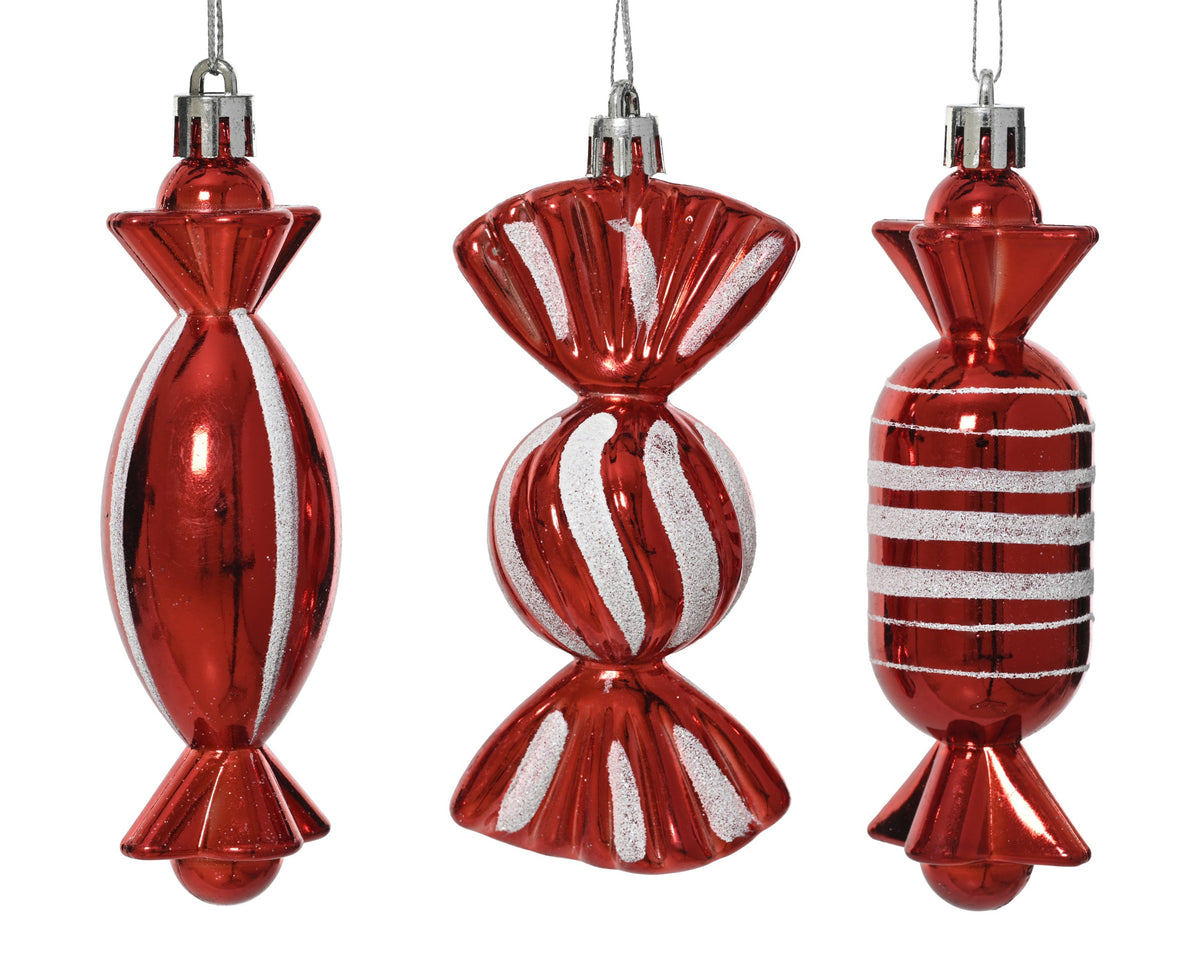 CANDY PLASTIC GLITTER 3ASS RED/WHITE LARGO 3.9CM X ANCHO 5CM X ALTO 11.5CM