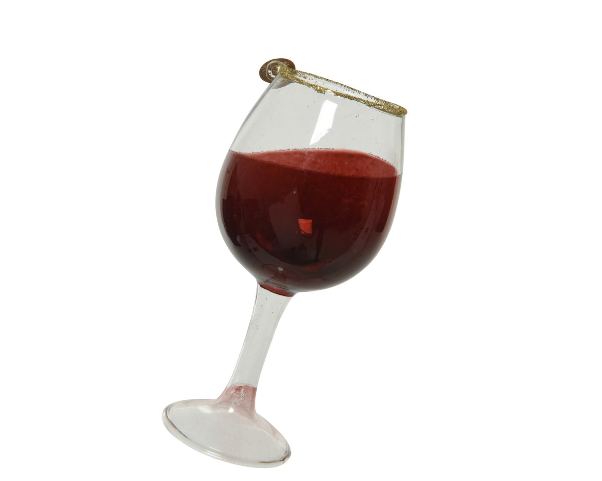 WINE GLASS GLASS GOLD GLITTER LINE, RED LIQUID OXBLOOD LARGO 5.7CM X ANCHO 5.7CM X ALTO 12.5CM
