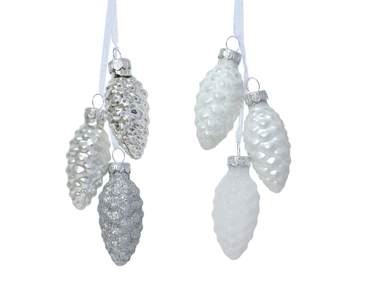 PINECOENE GLASS SHINY MATT WHITE SILVER