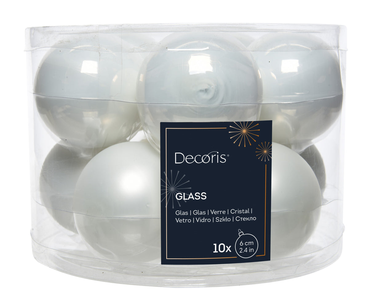 BAUBLES GLASS ENAMEL MATT MIX WINTER WHITE