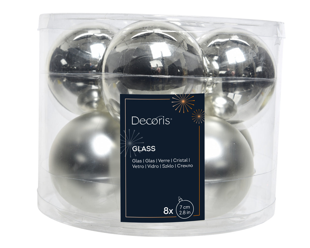BAUBLE GLASS SHINY MATT MIX SILVER