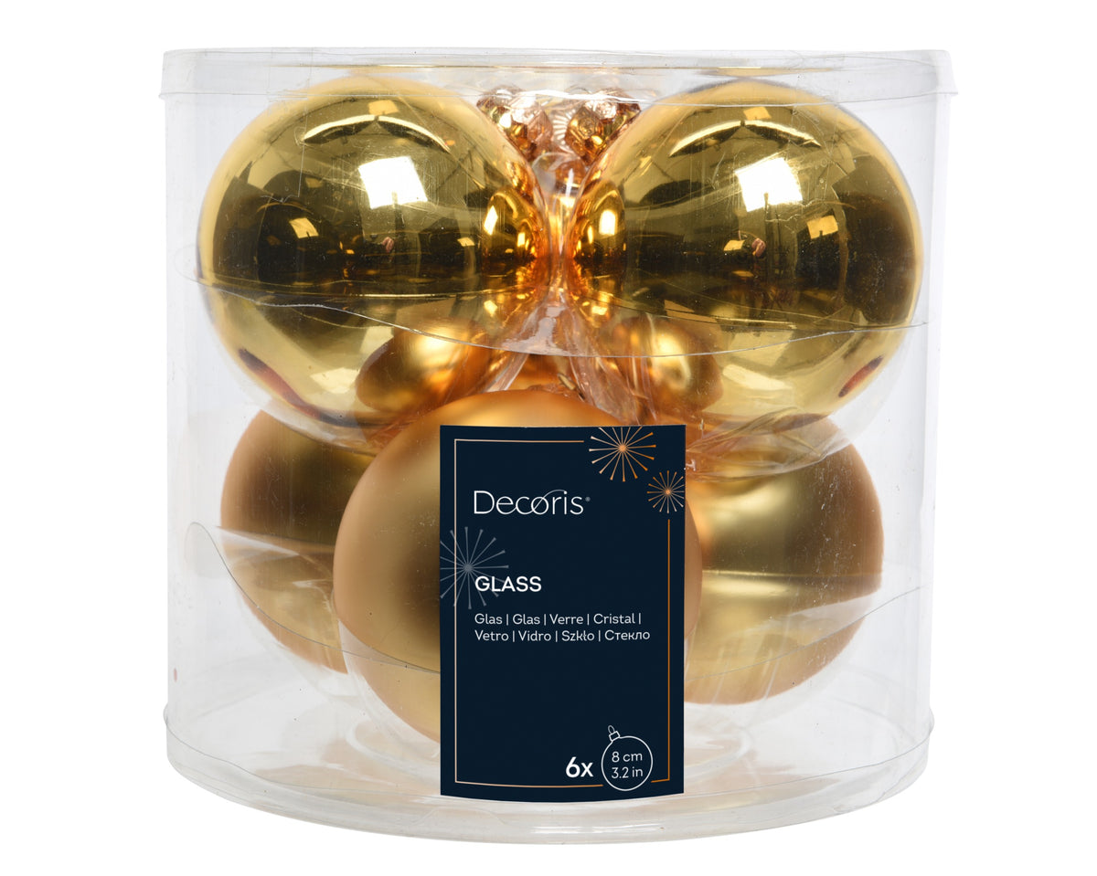 BAUBLES GLASS SHINY,MATT MIX LIGHT GOLD
