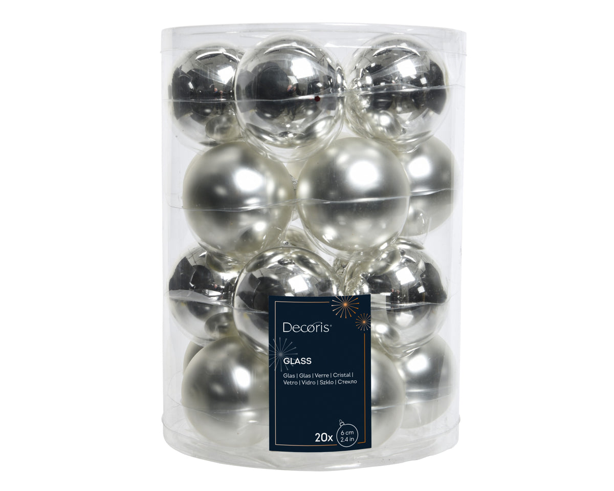BAUBLES GLASS SHINY MATT MIX SILVER