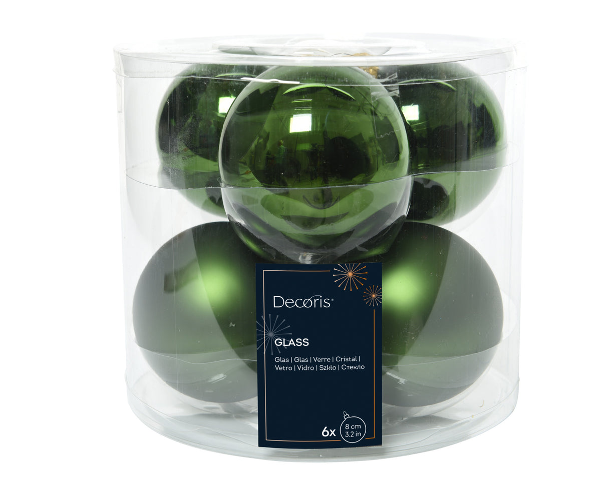 BAUBLES GLASS SHINY,MATT MIX PINE GREEN