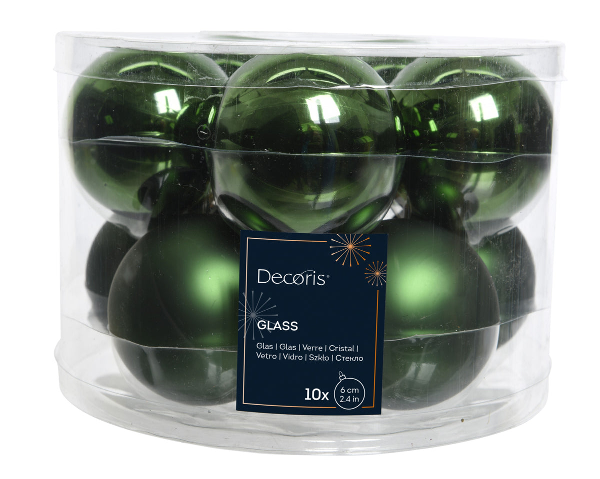 BAUBLES GLASS SHINY,MATT MIX PINE GREEN