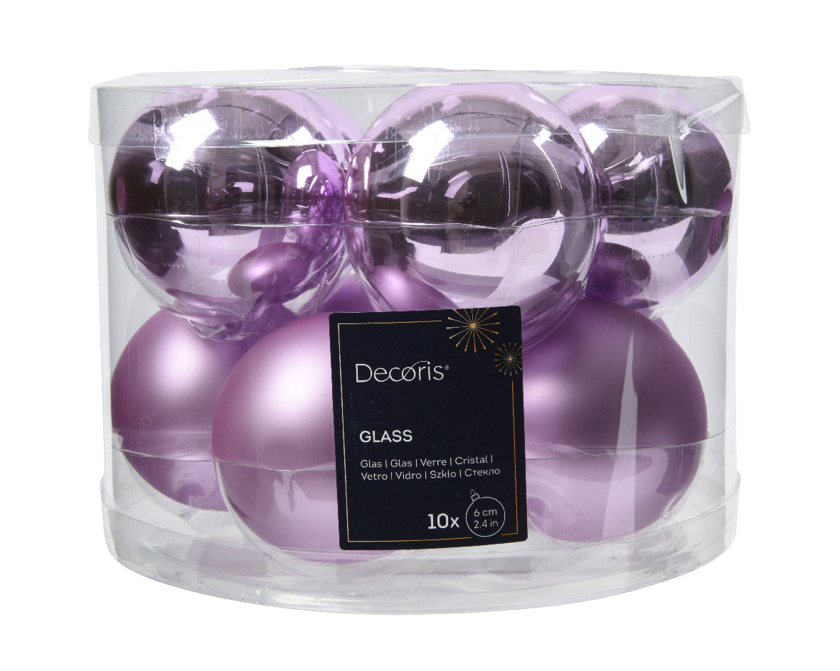 BAUBLE GLASS SHINY, MATT MIX LILAC BREEZE