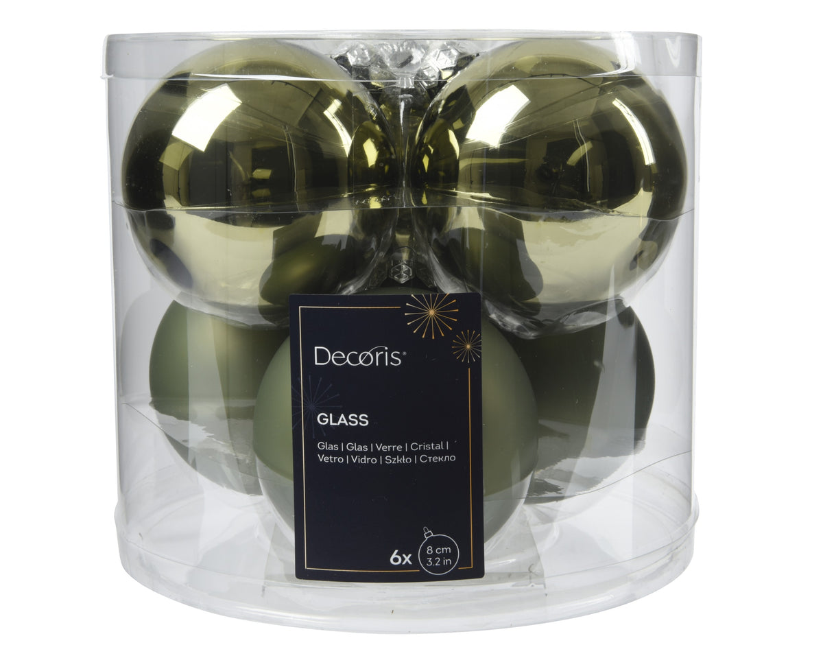 BAUBLE GLASS SHINY, MATT MIX ROSEMARY GREEN