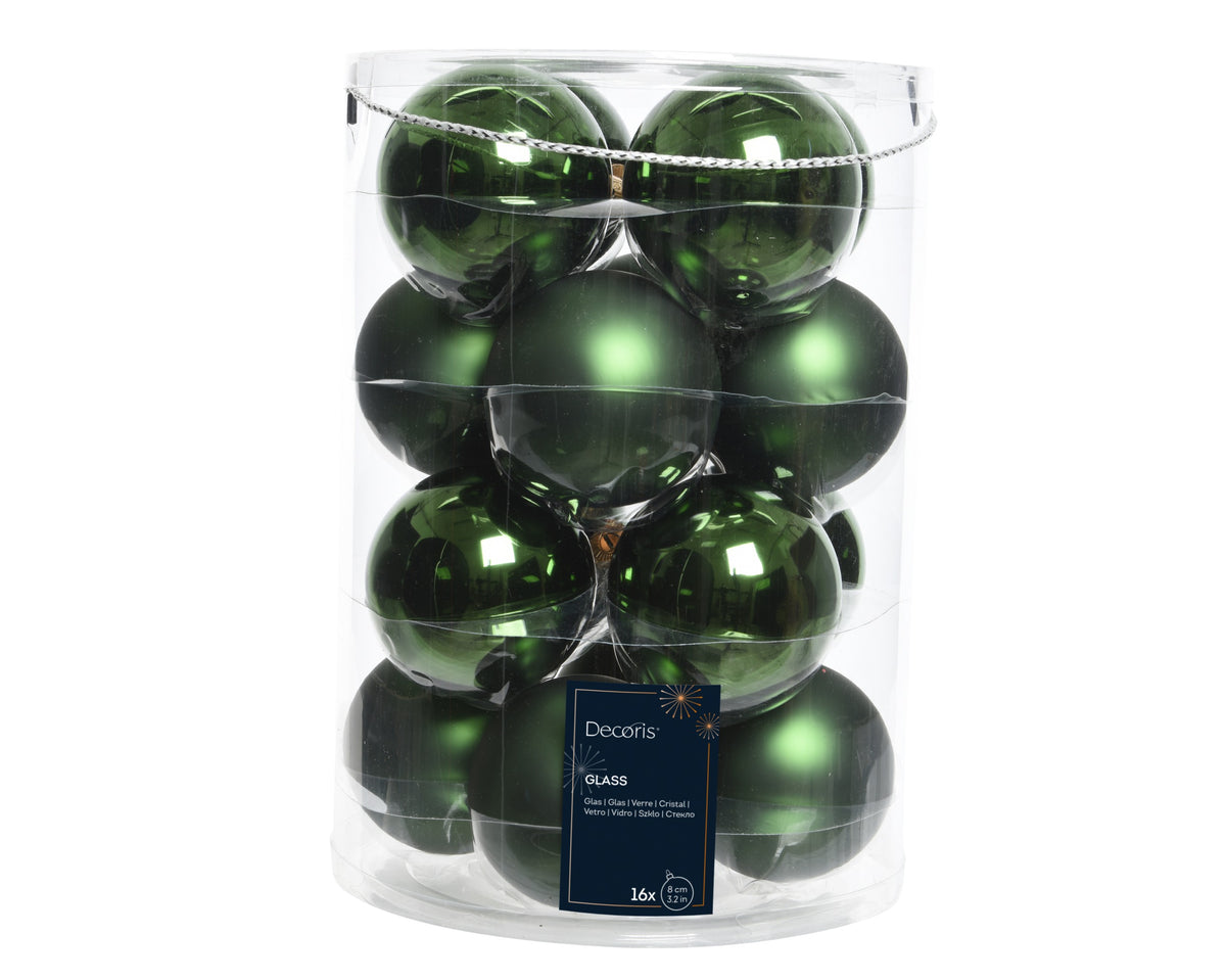 BAUBLES GLASS SHINY,MATT MIX PINE GREEN