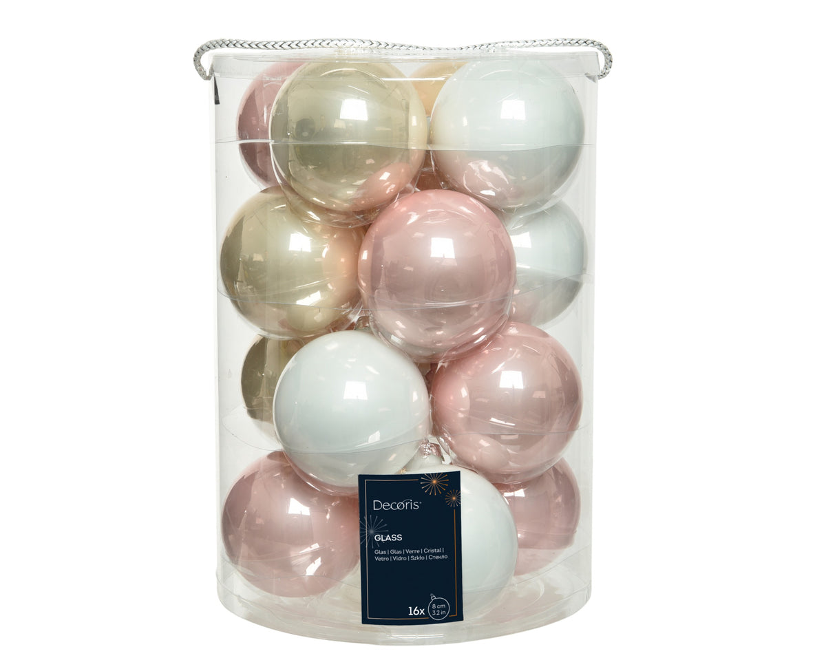 BAUBLES GLASS ENAMEL MIX D8CM SOFT PINK
