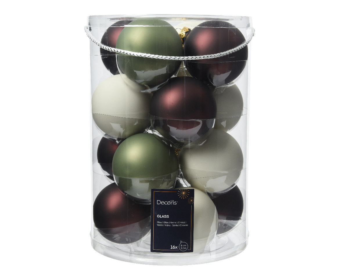 BAUBLES GLASS MATT MIX BROWN COLOUR