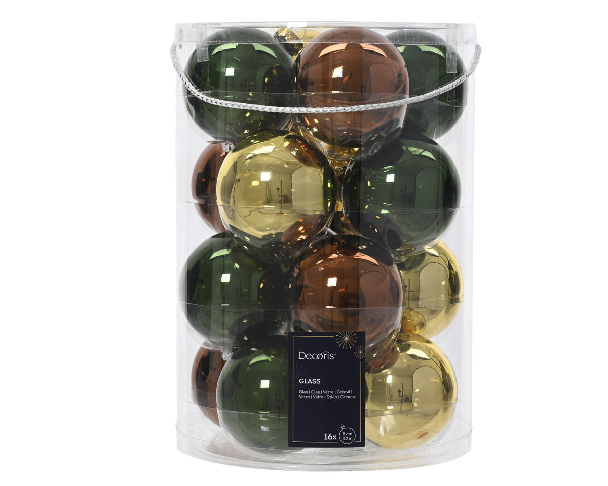 BAUBLES GLASS SHINY MIX BROWN GOLD