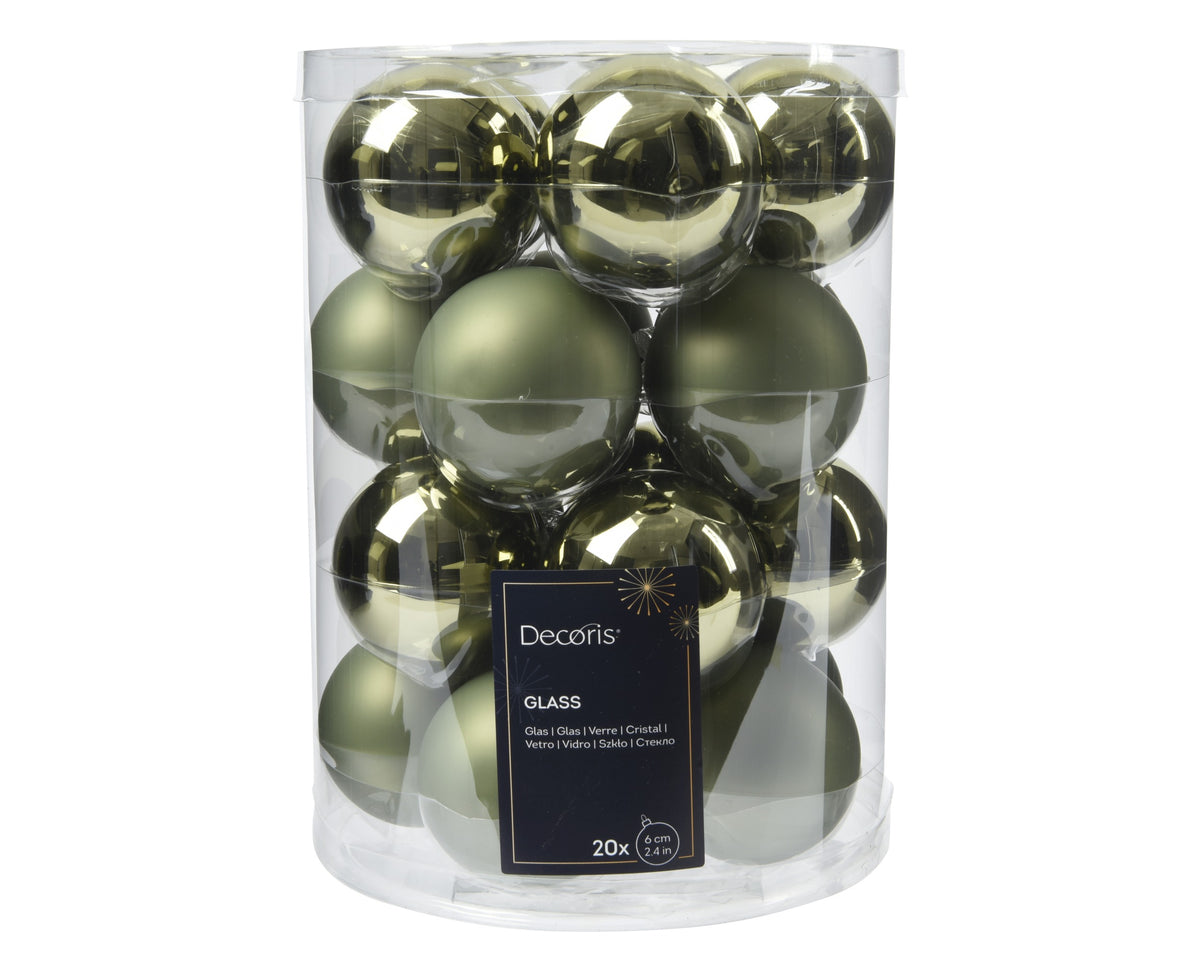 BAUBLE GLASS SHINY, MATT MIX ROSEMARY GREEN
