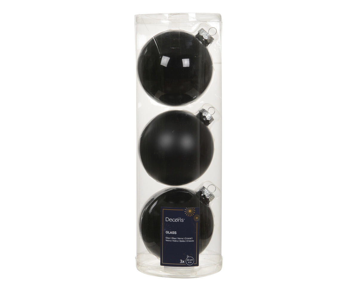 BAUBLES GLASS UNSILVERED SHINY, MATT MIX BLACK
