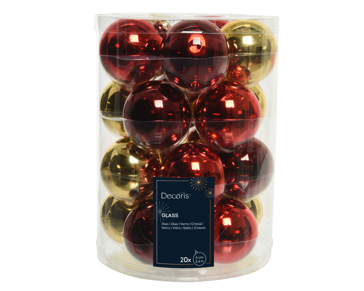 BAUBLES GLASS SHINY MIX RED GOLD