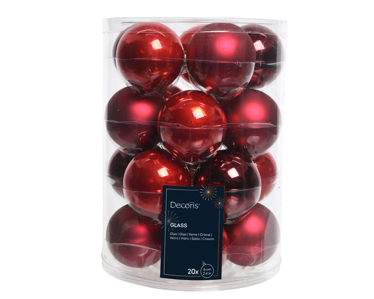 BAUBLES GLASS ENAMEL, MATT, SHINY CHRISTMAS RED
