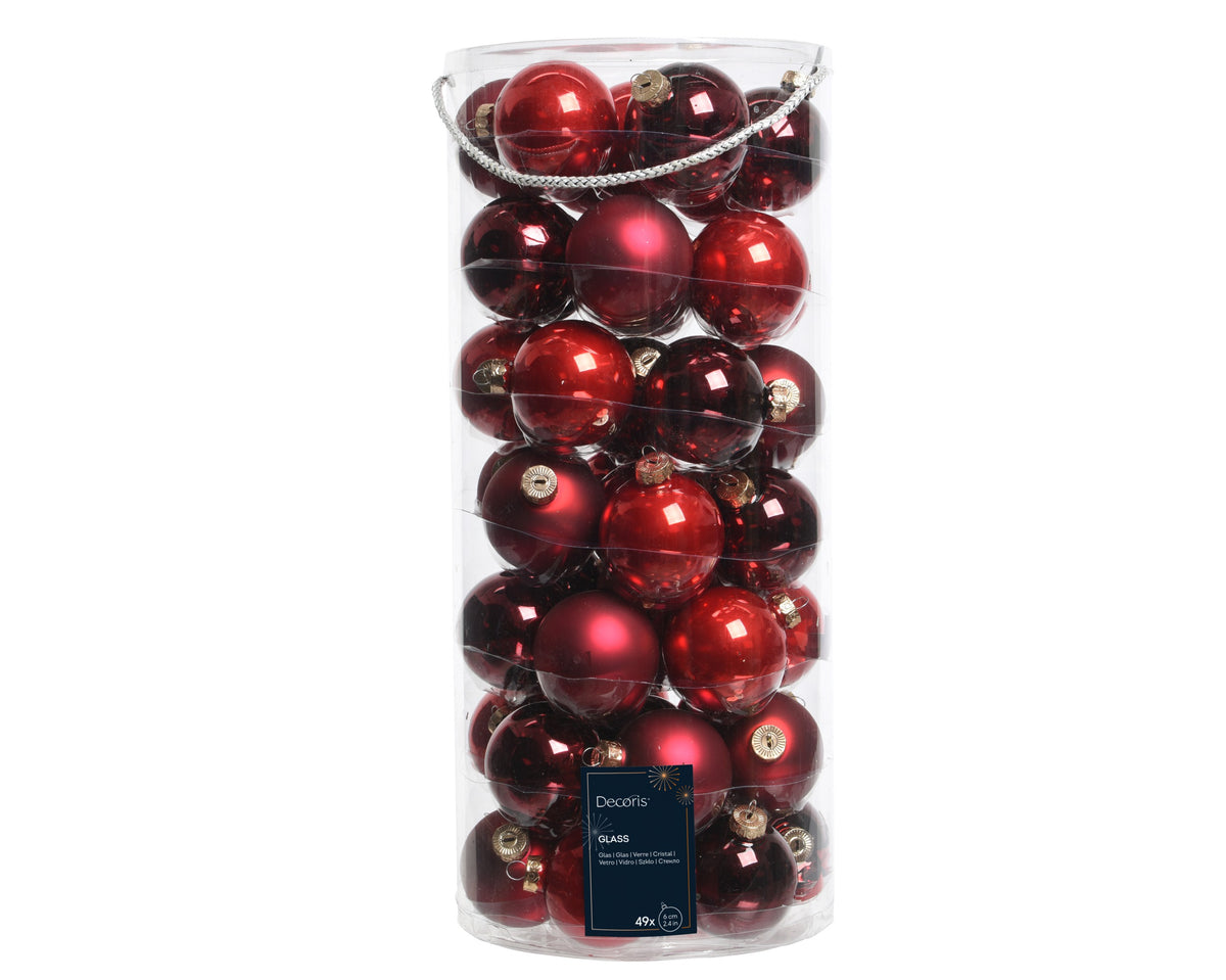 BAUBLES GLASS ENAMEL, MATT, SHINY MIX RED