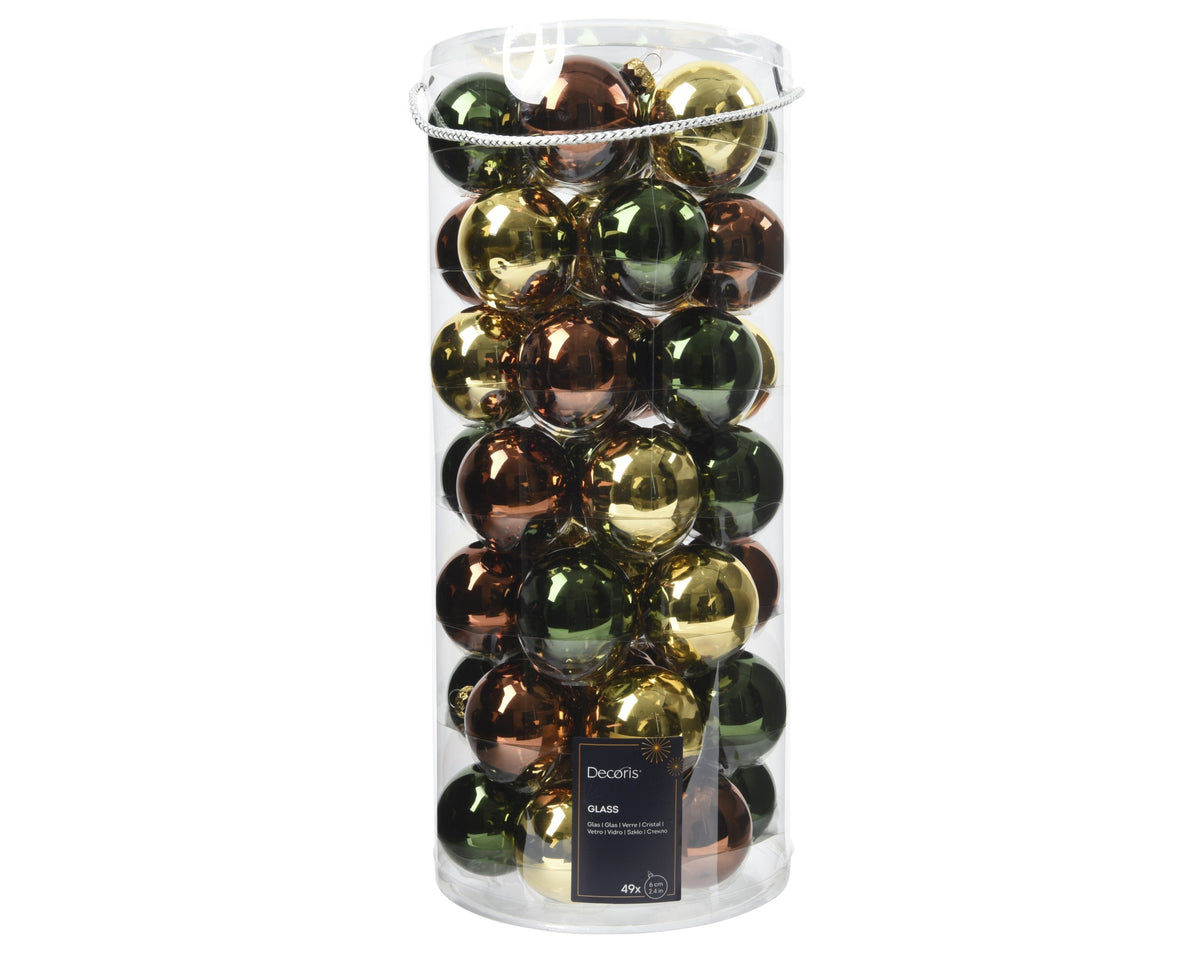 BAUBLE GLASS SHINY MIX BROWN GOLD