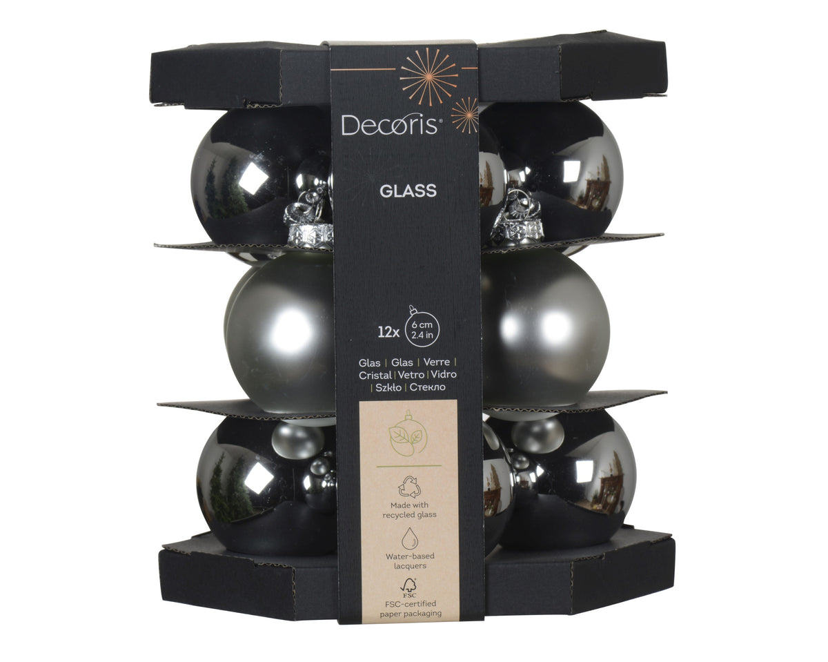 BAUBLES GLAS SHINY D6CM SILVER