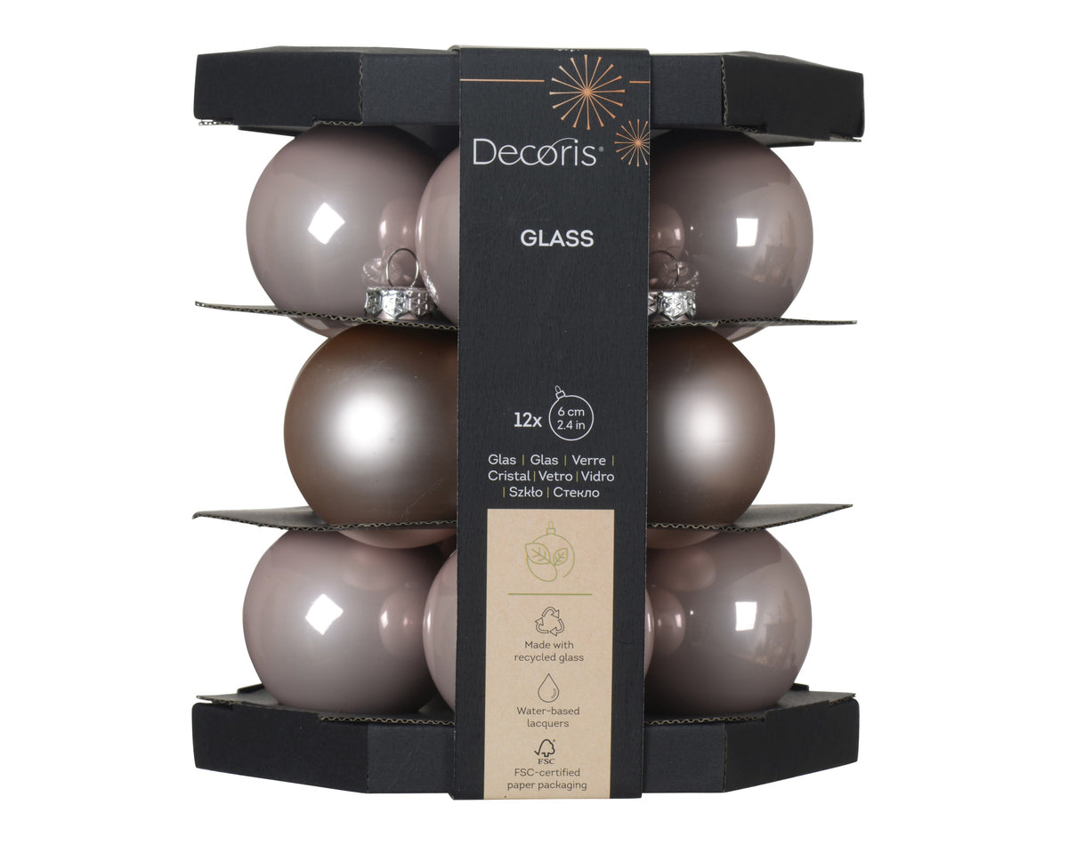 BAUBLES GLASS SHINY D6CM BLUSH PINK