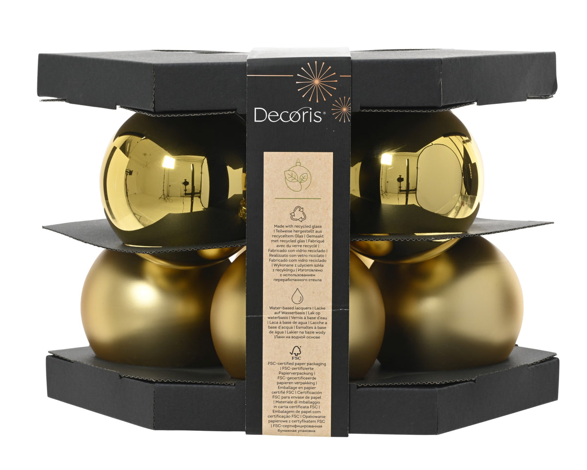 BAUBLES GLASS SHINY D8CM LIGHT GOLD