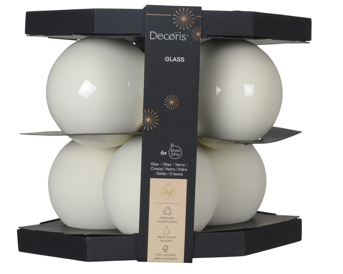 BAUBLES GLASS SHINY D10CM WOOL WHITE