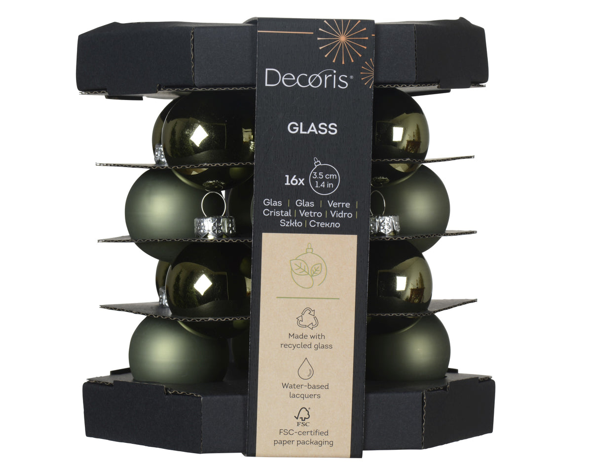 BAUBLES GLASS SHINY D3.5CM ROSEMARY GREEN