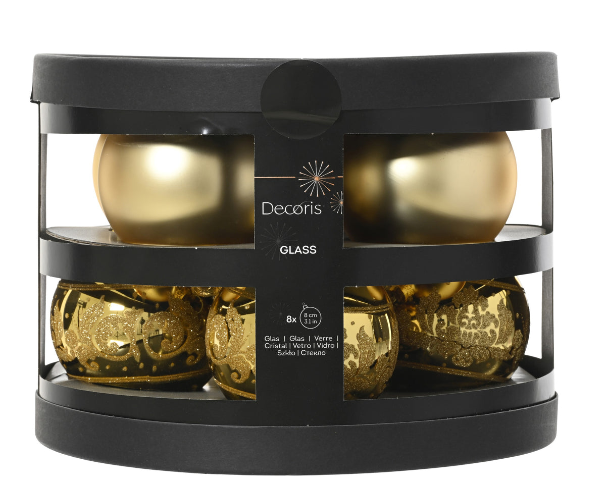 BAUBLES GLASS MATT D8CM LIGHT GOLD