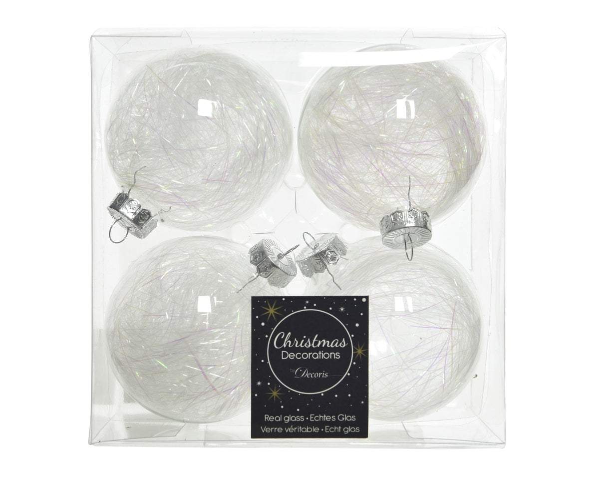 BAUBLES GLASS IRIS  TINSEL INSIDE DIA7CM