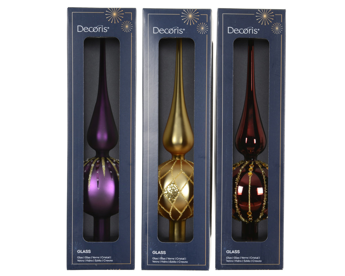 TREETOPPER GLASS ENAMEL - SHINY - MATT GLITTER 3ASS ASSORTED DIÁMETRO 8CM X ALTO 31CM