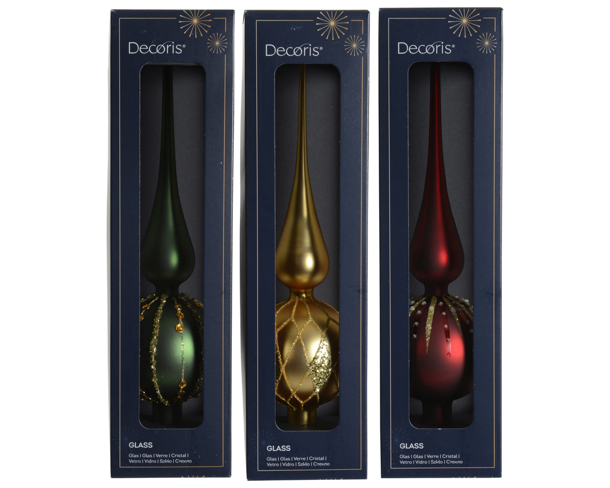 TREETOPPER GLASS ENAMEL - MATT GLITTER 3ASS ASSORTED DIÁMETRO 8CM X ALTO 31CM