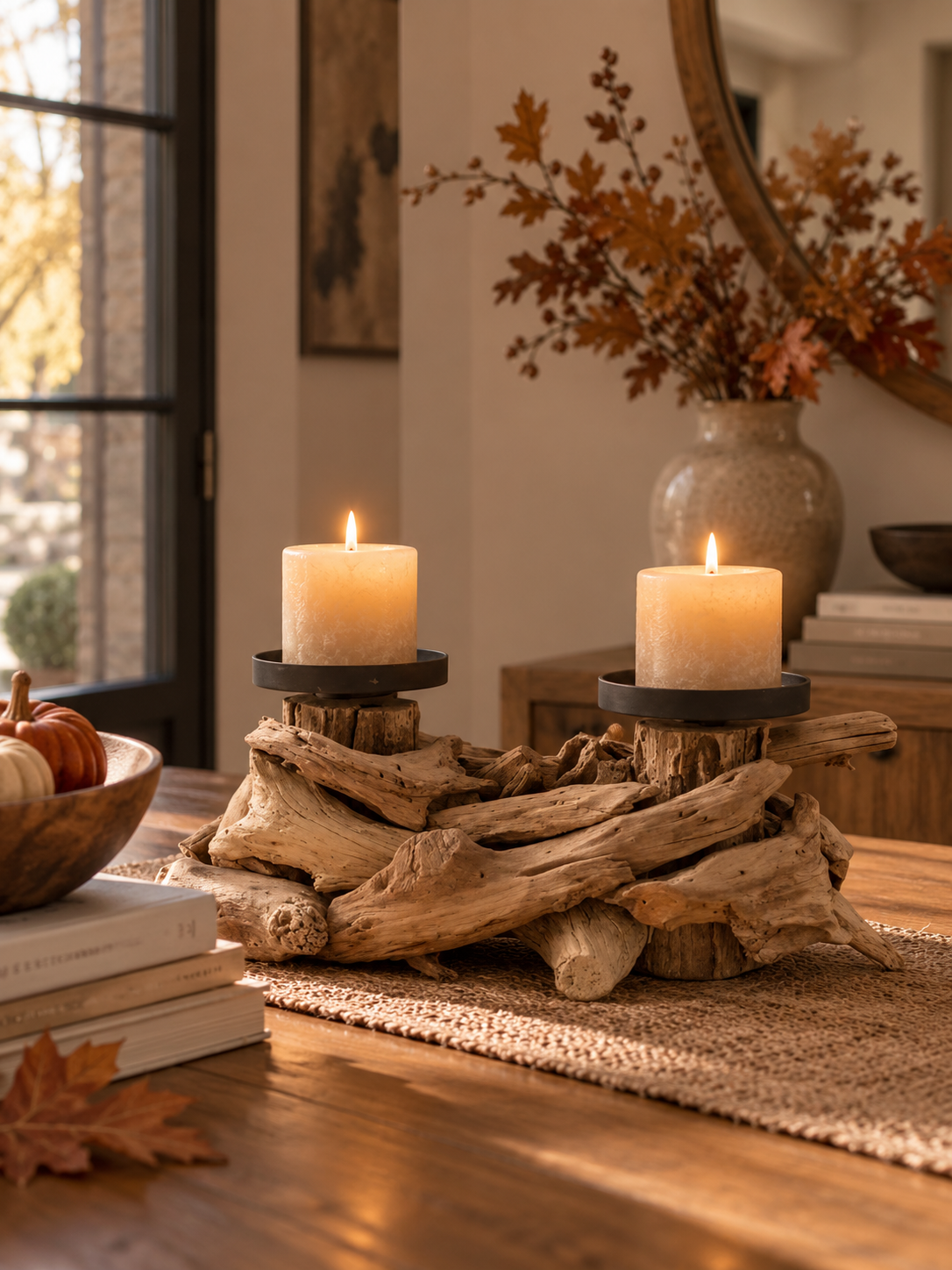 CANDLE HOLDER DRIFTWOOD 32X18X14CM NATURAL