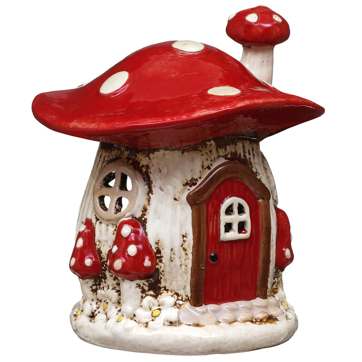 MUSHROOM TERRACOTTA TEALIGHTHOLDER RED PQ