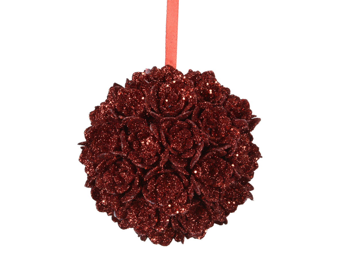 BAUBLE FOAM GLITTER FLOWER CHRISTMAS RED DIÁMETRO 10CM