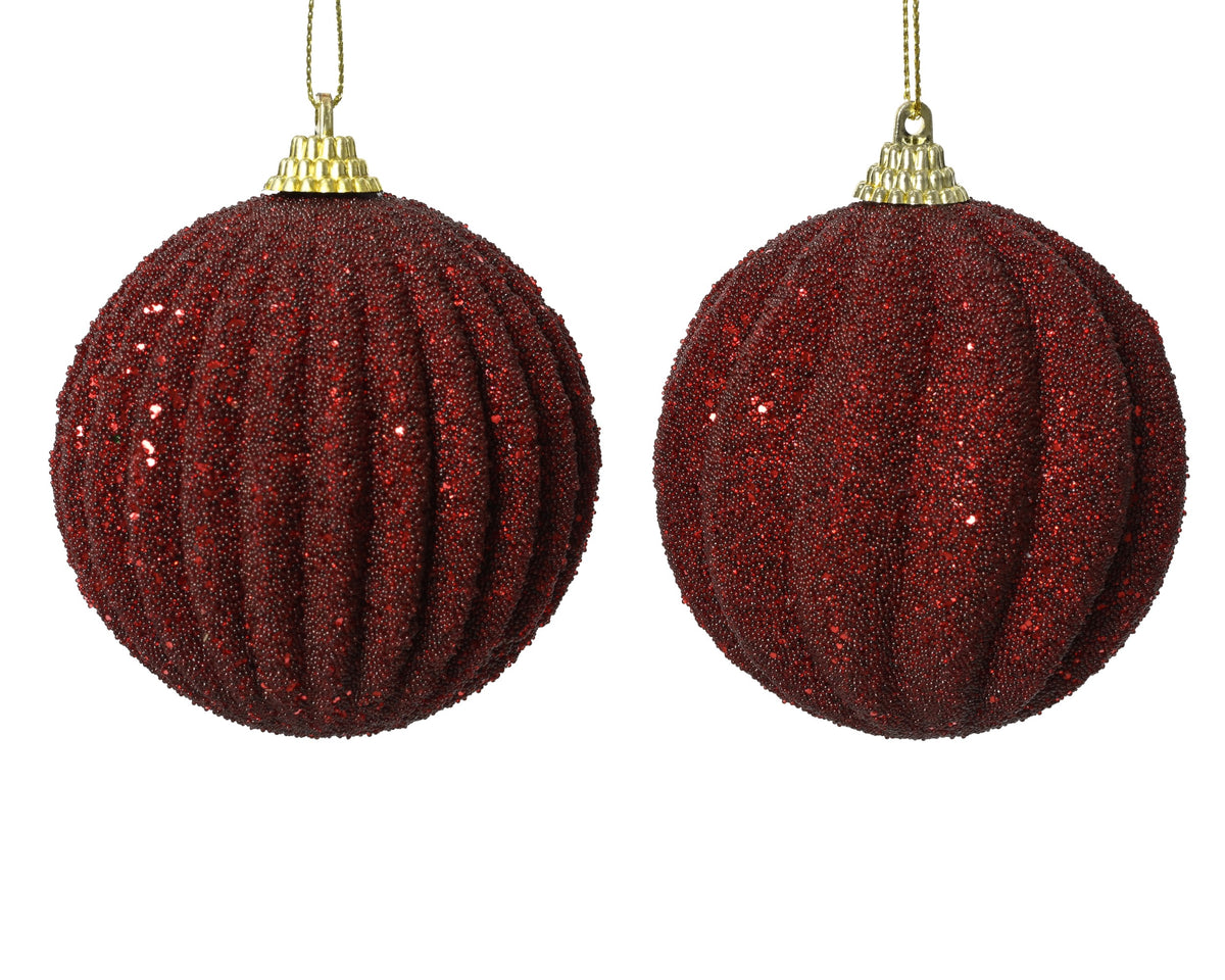 BAUBLE FOAM GLITTERS, BEADS 2ASS OXBLOOD DIÁMETRO 8CM