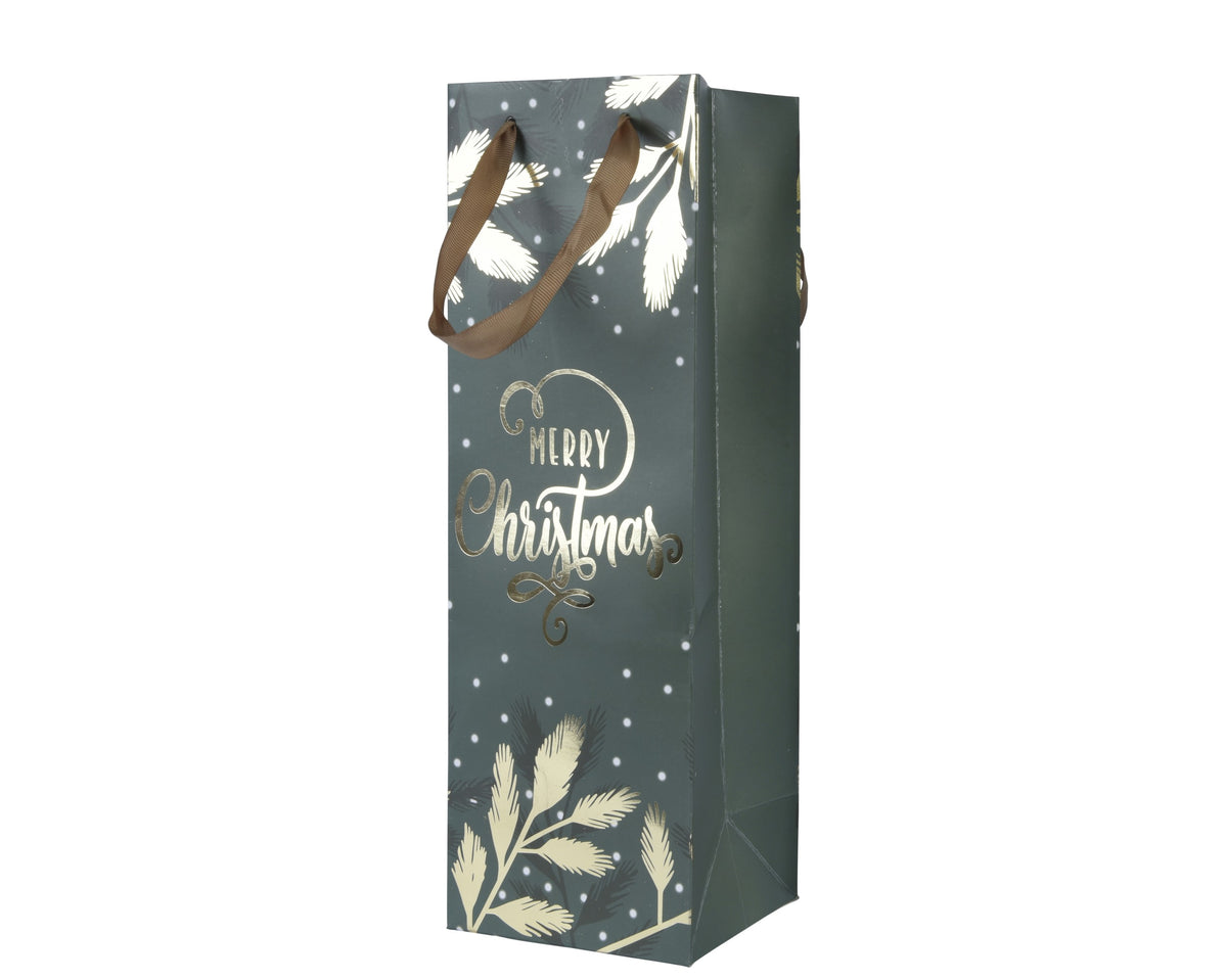 GIFTBAG PAPER RECTANGLE GLITTER GREEN/GOLD LARGO 10CM X ANCHO 12CM X ALTO 36CM