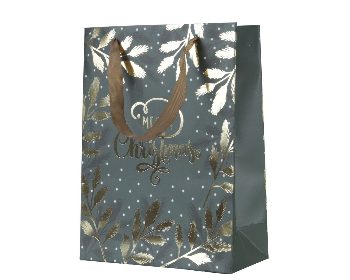 GIFTBAG PAPER RECTANGLE GLITTER GREEN/GOLD LARGO 16CM X ANCHO 42CM X ALTO 48CM