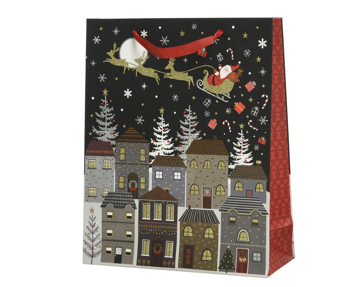 GIFTBAG PAPER RECTANGLE GLITTER VILLAGE LARGO 12CM X ANCHO 30CM X ALTO 42CM