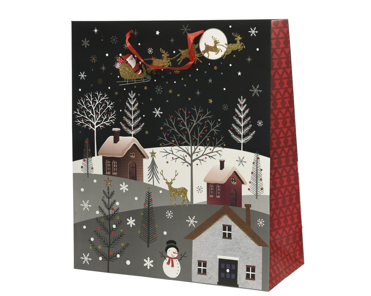 GIFTBAG PAPER RECTANGLE GLITTER VILLAGE LARGO 16CM X ANCHO 42CM X ALTO 48CM