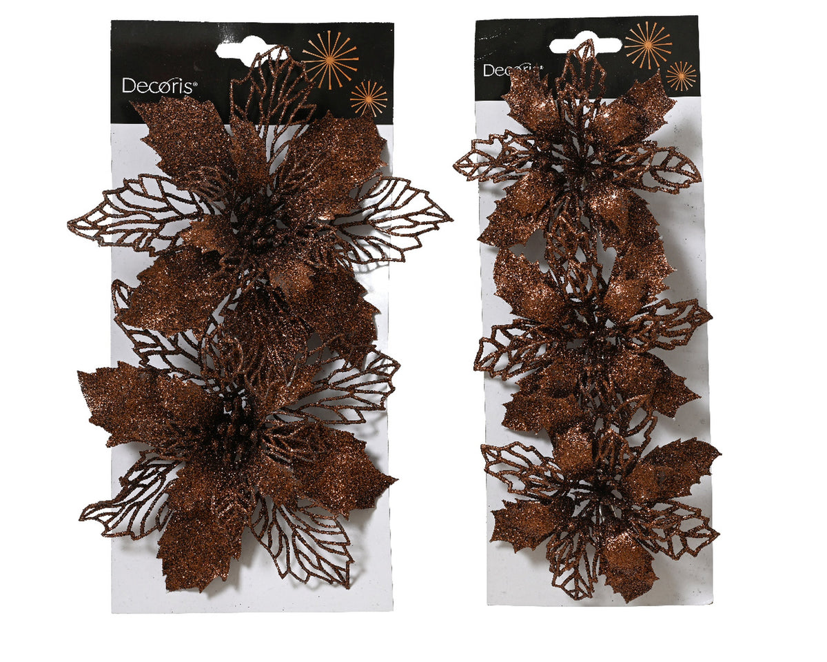 POINSETTIA ON CLIP PLASTIC 2ASS ESPRESSO LARGO 2CM X ANCHO 13CM X ALTO 13CM