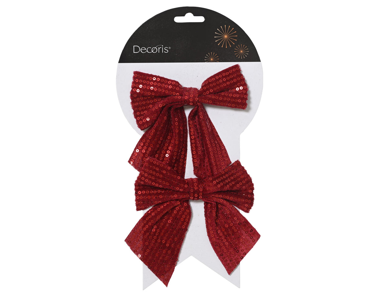BOW POLYESTER W SEQUINS OXBLOOD LARGO 1CM X ANCHO 12CM X ALTO 13CM