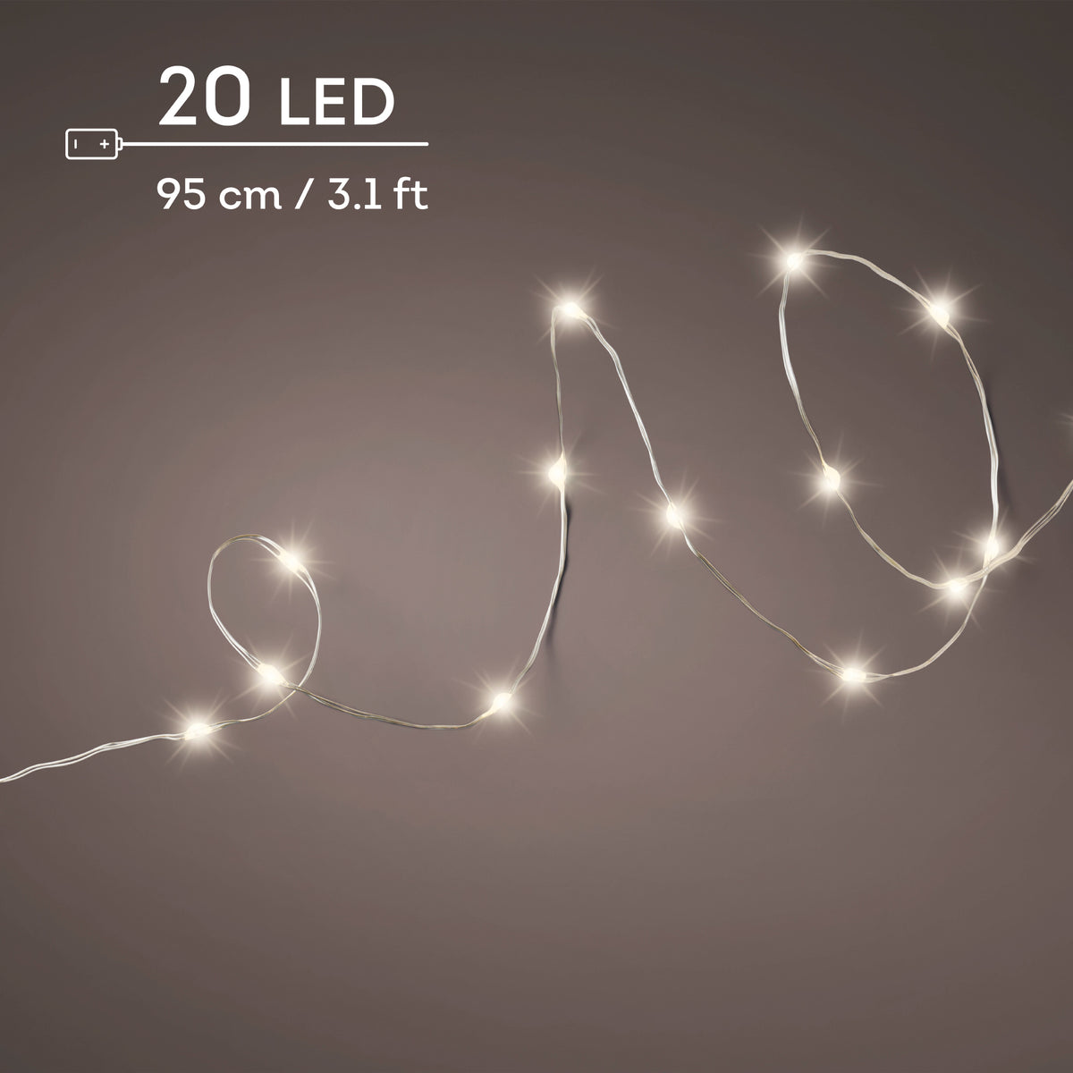 MICRO LED STRINGLIGHTS STEADY BO INDOOR SILVER/WARM WHITE LARGO 95CM