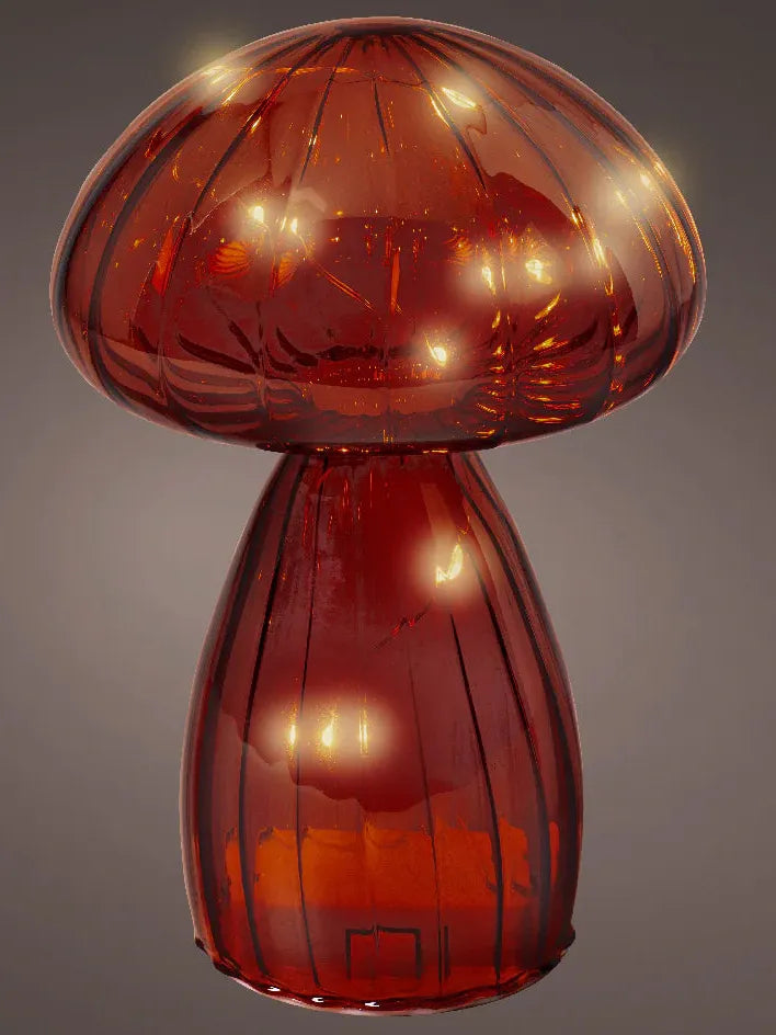 MICRO LED MUSHROOM GLASS BROWN/WARM WHITE