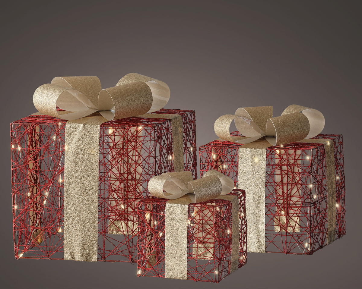 MICROLED GIFTBOX POLY 25X25X28CM RED/WARM WHITE