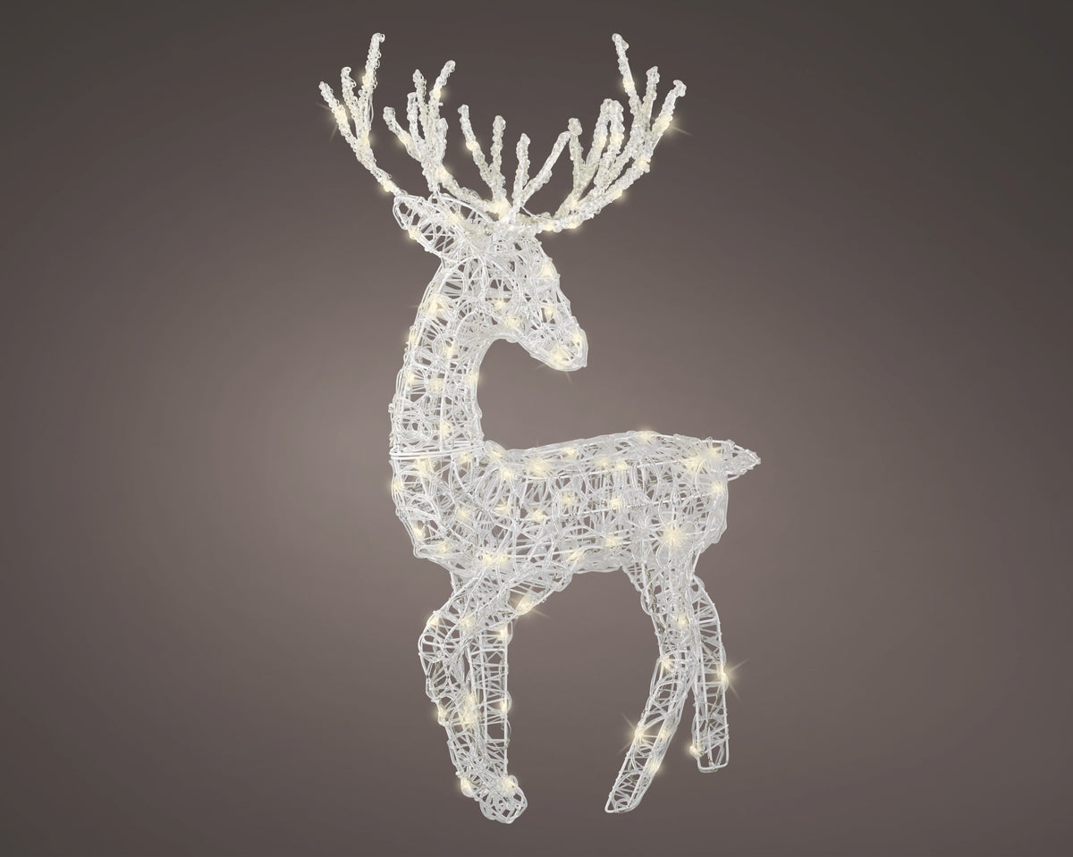LED REINDEER ACRYLIC FLASHING OUTDOOR TRANSPARENT/WARM WHITE LARGO 52CM X ANCHO 32CM X ALTO 91CM