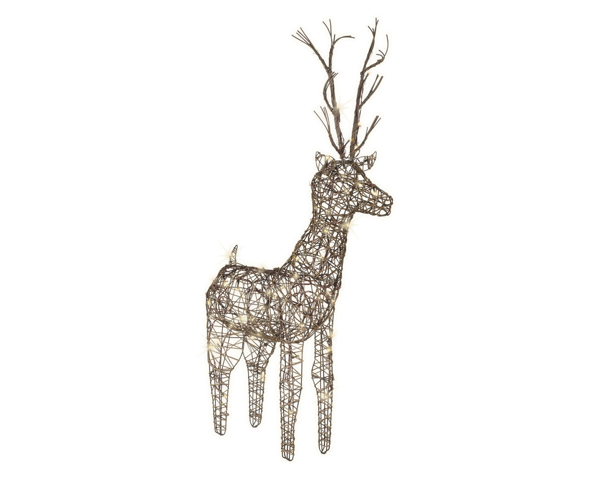 RENO DECORATIVO DE MIMBRE CON 48 LED DE 69CM