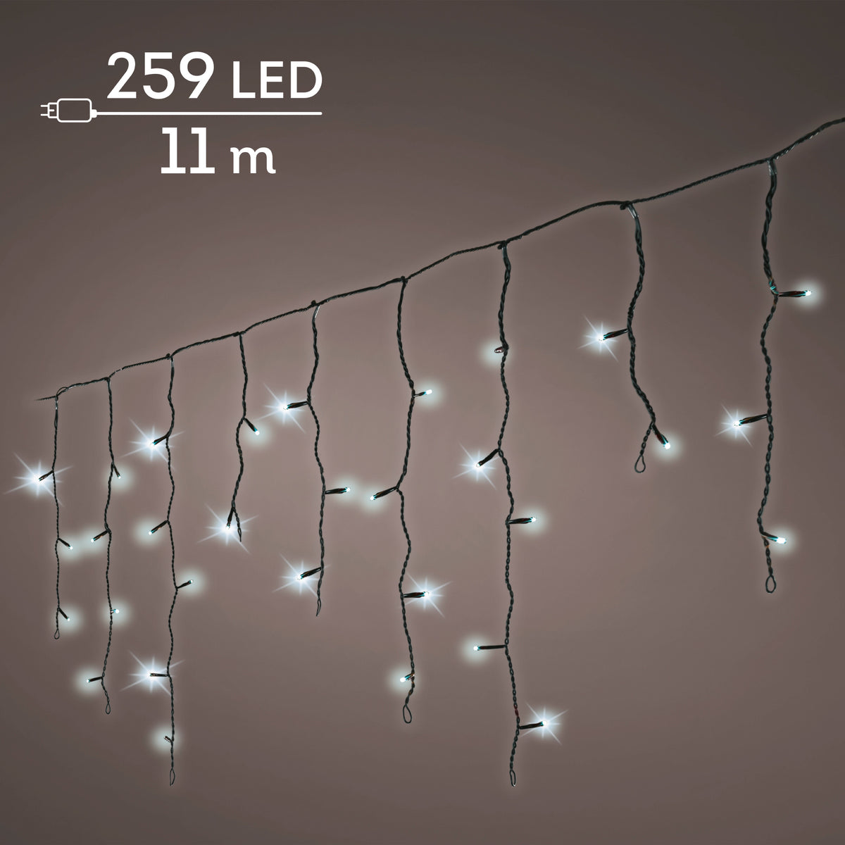LED ICICLE LIGHTS 8F 259LED L1100CM COOL WHITE