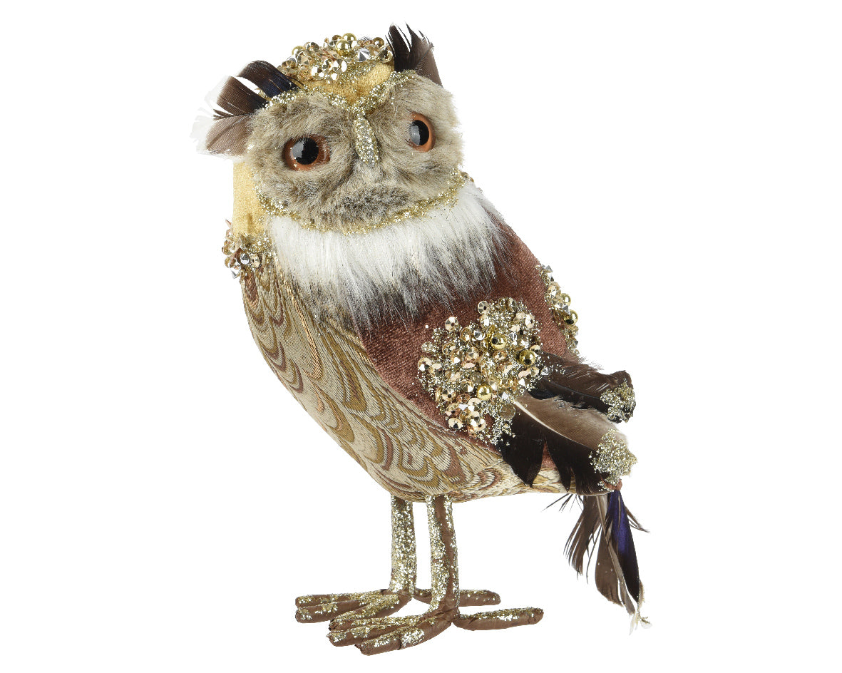 OWL POLYESTER ACRYLIC BEADS, GLITTERS BROWN