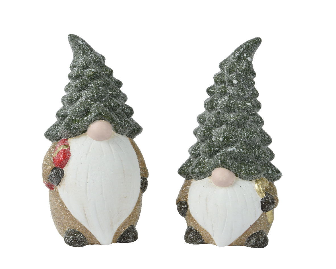 GNOME TERRACOTTA GLITTER TREE 9X10X18.5 GREEN